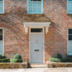 Brick house with a white front door