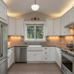 Light kitchen cabinets and appliances
